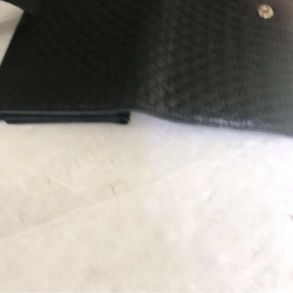 BALLY 80s Vintage Quilted Lambskin Logo Wallet Clutch Black Fold Zipper Bag Gold - Picture 9 of 16